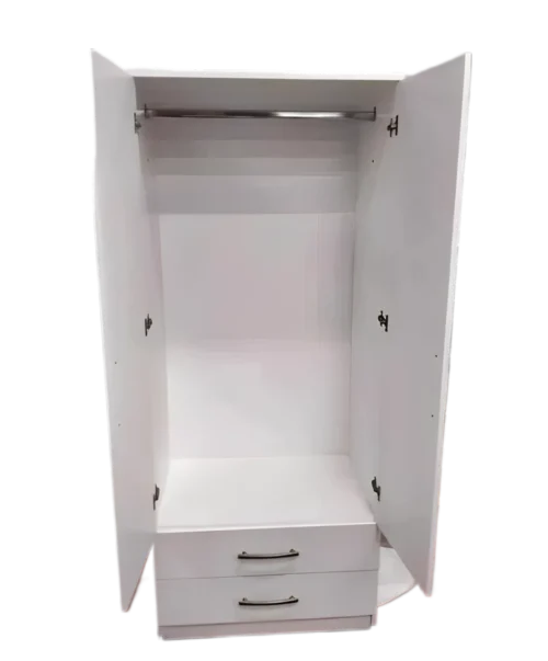 Excellent look, 2 door wardrobe with mirror, drawer and hanging inside, fast delivery - Image 2