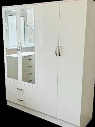 4 door wardrobe with mirror and Shelves inside, fast delivery