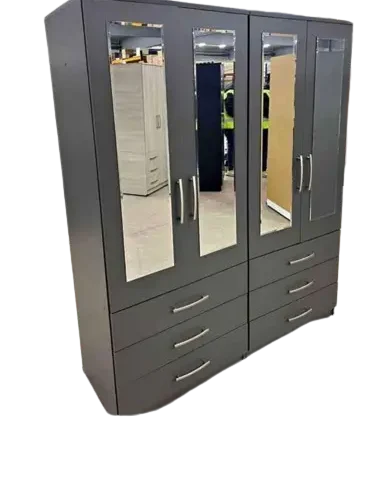 Mirrored wardrobe hanging inside and drawer