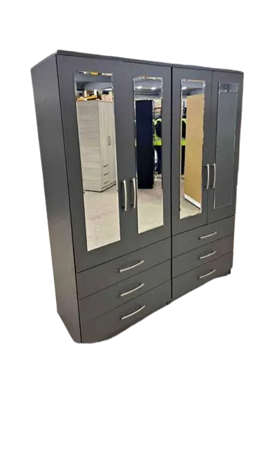 Mirrored wardrobe hanging inside and drawer