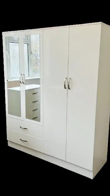 4 door wardrobe with mirror and Shelves inside, fast delivery