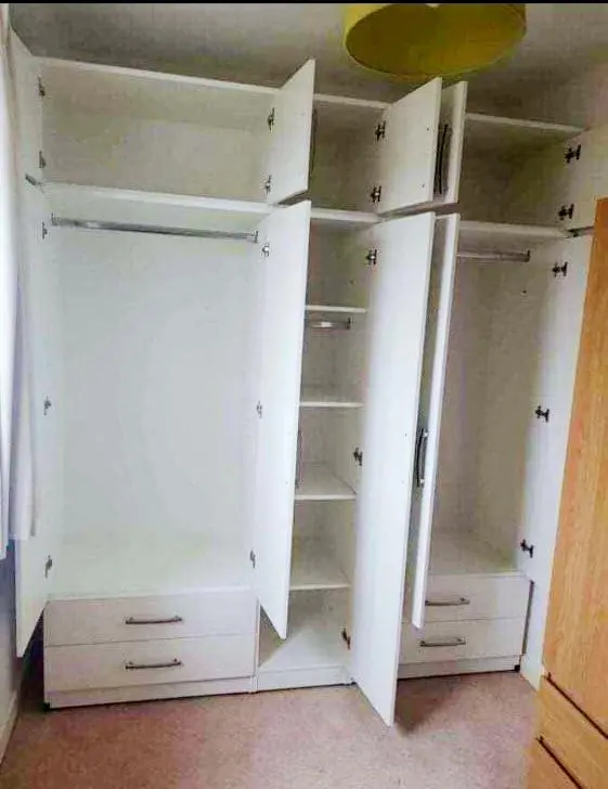 5 door wardrobe with hanging, shelves, drawer, top boxes and mirror, guarantee - Image 2