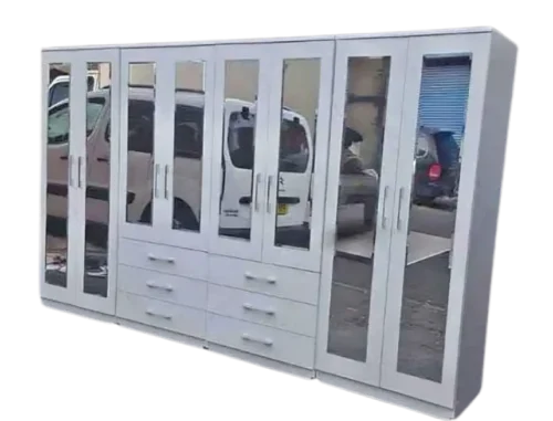 Good looking wardrobe with drawer and mirror, guarantee