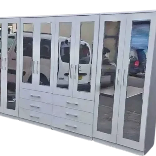Good looking wardrobe with drawer and mirror, guarantee