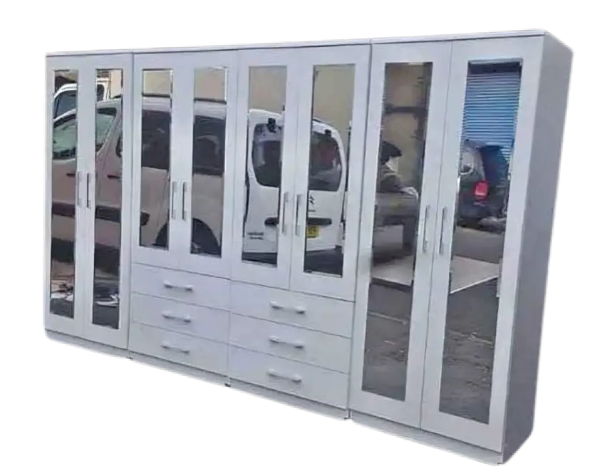 Good looking wardrobe with drawer and mirror, guarantee