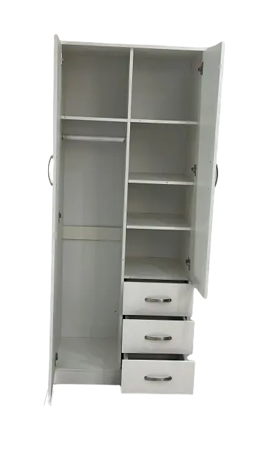 2 door Combi wardrobe with mirror, drawer, shelves and hanging inside - Image 2
