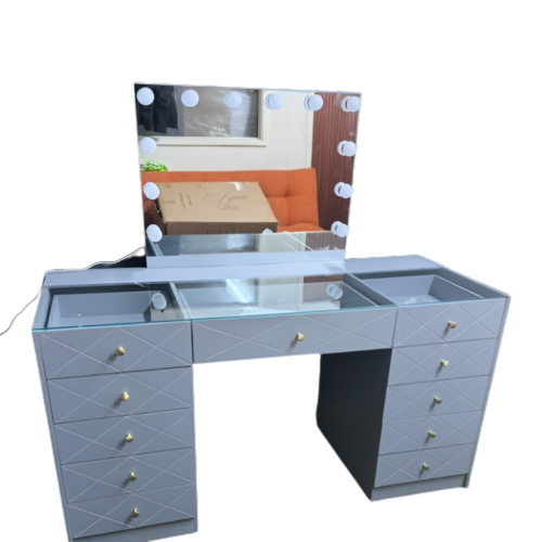 Beautiful dresser with mirror, LED lights and drawer