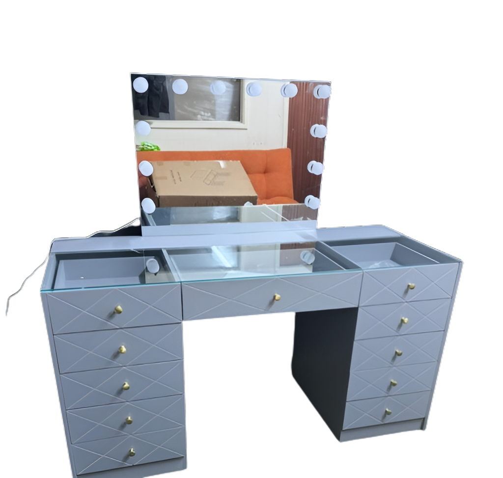 Beautiful dresser with mirror, LED lights and drawer