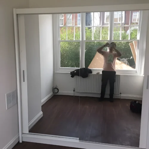 203 cm wide slide door wardrobe